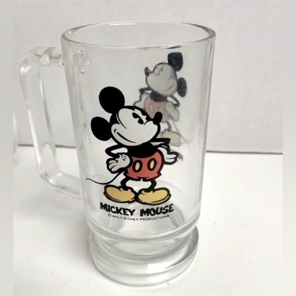 C🌺 VINTAGE DISNEY 80’s MICKEY MOUSE DRINKING CLEAR GLASS BEER PINT CUP MUG EUC - Picture 3 of 12